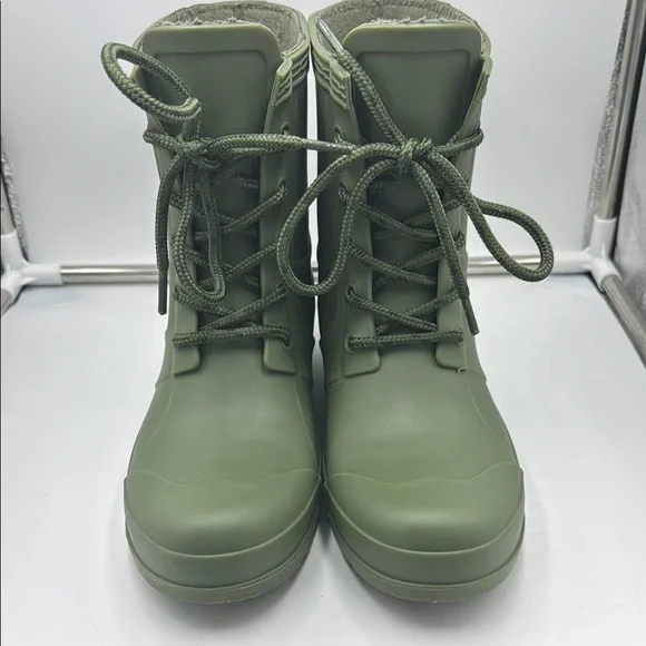 Hunter Women's Olive Lace-Up Rain Boots - Picture 3 of 16